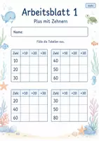 Vorschau - Arbeitsblätter - Rechentabellen bis 100 | Mathematik Klasse 2 | 7 Arbeitsblätter als PDF - Seite 1
