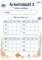 Vorschau - Arbeitsblätter - Rechentabellen mit Plus und Minus bis 100 | Mathematik Klasse 2 | 7 Arbeitsblätter als PDF - Seite 2