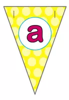 Vorschau - Mal- und Bastelvorlagen - Wimpelkette abc mit allen Buchstaben in allen Farben ä-ö-ü ß Herz Stern Ausrufezeichen Fragezeichen - Seite 1
