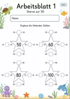 Vorschau - Arbeitsblätter - Rechensterne bis 100 | Mathematik Klasse 2 | 7 Arbeitsblätter als PDF - Seite 1