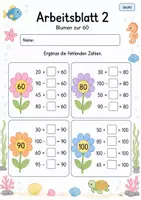 Vorschau - Arbeitsblätter - Rechenblumen bis 100 | Mathematik Klasse 2 | 7 Arbeitsblätter als PDF - Seite 2