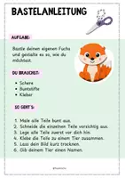 Vorschau - Mal- und Bastelvorlagen - Bastelvorlage Fuchs - Kunst - Grundschule & Vorschule - Seite 1