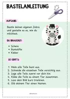 Vorschau - Mal- und Bastelvorlagen - Bastelvorlage Zebra - Kunst - Grundschule & Vorschule - Seite 1