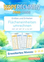Vorschau - Arbeitsblätter - Flächeneinheiten umrechnen (Erweitertes Niveau ***) | Training mit der Ping-Pong-Methode - Deckblatt