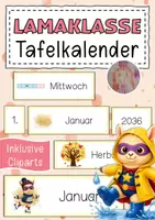 Vorschau - Anderer Materialtyp - Lamaklasse Tafelkalender Klassentier Lama Superhelden - Deckblatt