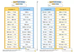 Vorschau - Arbeitsblätter - Zeiteinheiten umrechnen (Mittleres Niveau **) | Training mit der Ping-Pong-Methode - Seite 2