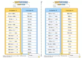 Vorschau - Arbeitsblätter - Zeiteinheiten umrechnen (Basisniveau *) | Training mit der Ping-Pong-Methode - Seite 2
