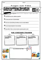 Vorschau - Arbeitsblätter - Fragen zum Video Cybermobbing Gewalt im Internet einfach erklärt-Check Jg. 3-6 - Seite 1