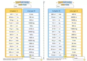 Vorschau - Arbeitsblätter - Alltagseinheiten umrechnen | Längen · Zeit · Geldwerte · Gewichte | 4 Lernniveaus | Mathematik Ping Pong - Seite 3