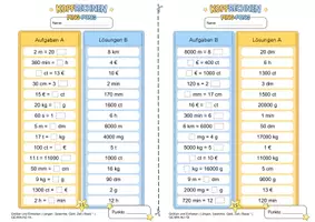 Vorschau - Arbeitsblätter - Alltagseinheiten umrechnen (Basisniveau *) | Training mit der Ping- Pong Methode - Seite 2