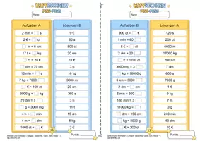 Vorschau - Arbeitsblätter - Alltagseinheiten umrechnen (Basisniveau *) | Training mit der Ping- Pong Methode - Seite 3