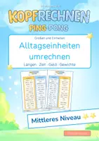 Vorschau - Arbeitsblätter - Alltagseinheiten umrechnen (Mittleres Niveau **) | Training mit der Ping- Pong Methode - Deckblatt