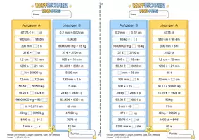 Vorschau - Arbeitsblätter - Alltagseinheiten umrechnen (Mittleres Niveau **) | Training mit der Ping- Pong Methode - Seite 2