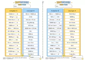 Vorschau - Arbeitsblätter - Alltagseinheiten umrechnen (Erweitertes Niveau ***) | Training mit der Ping- Pong Methode - Seite 2
