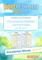 Vorschau - Arbeitsblätter - Volumeneinheiten umrechnen (Erweitertes Niveau) | Training mit der Ping-Pong-Methode - Deckblatt