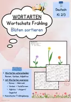 Vorschau - Arbeitsblätter - Wortartentraining: Wortschatz Frühling (Nomen, Verben, Adjektive) - Deckblatt