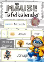 Vorschau - Anderer Materialtyp - Mausklasse Tafelkalender Klassentier Maus Superhelden - Deckblatt