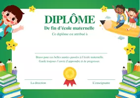 Aperçu - Autre type de ressources - Diplôme fin d'école maternelle (A5 (Paysage)) - Page 1