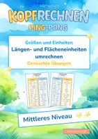 Vorschau - Arbeitsblätter - Längen- und Flächeneinheiten umrechnen (Mittleres Niveau **) | Gemischte Übungen | Training mit der Ping-Pong-Methode - Deckblatt