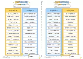 Vorschau - Arbeitsblätter - Längen- und Flächeneinheiten umrechnen (Erweitertes Niveau ***) | Gemischte Übungen | Training mit der Ping-Pong-Methode - Seite 2