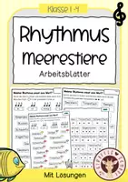 Vorschau - Unterrichtsreihen - Rhythmus üben mit Meerestieren – Arbeitsblätter mit Lösungen für Musik Klasse 1–4 - Deckblatt
