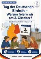 Vorschau - Arbeitsblätter - Tag der Deutschen Einheit: Warum feiern wir am 3. Oktober? – Arbeitsblatt mit Zeitstrahl, Bildstationen & Lösungen für Klasse 5–8 - Deckblatt