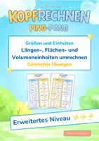 Vorschau - Arbeitsblätter - Längen-, Flächen- und Volumeneinheiten umrechnen (Erweitertes Niveau ***) | Gemischte Übungen | Training mit der Ping-Pong-Methode - Deckblatt