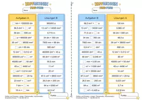 Vorschau - Arbeitsblätter - Längen-, Flächen- und Volumeneinheiten umrechnen (Erweitertes Niveau ***) | Gemischte Übungen | Training mit der Ping-Pong-Methode - Seite 2