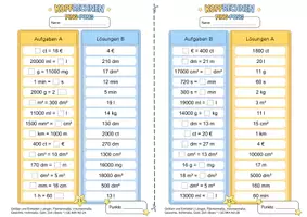 Vorschau - Arbeitsblätter - Größen und Einheiten umrechnen Sekundarstufe I (Basisniveau *) | Mathematik Ping-Pong-Arbeitsbögen - Seite 3