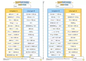 Vorschau - Arbeitsblätter - Größen und Einheiten umrechnen Sekundarstufe I (Mittleres Niveau **) | Mathematik Ping-Pong-Arbeitsbögen - Seite 2