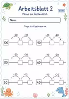 Vorschau - Arbeitsblätter - Rechnen am Rechenstrich bis 100 | Mathematik Klasse 2 | 7 Arbeitsblätter als PDF - Seite 2