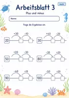 Vorschau - Arbeitsblätter - Rechnen am Rechenstrich bis 100 | Mathematik Klasse 2 | 7 Arbeitsblätter als PDF - Seite 3