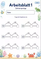 Vorschau - Arbeitsblätter - Plusaufgaben am Rechenstrich bis 100 | Mathematik Klasse 2 | 7 Arbeitsblätter als PDF - Seite 1