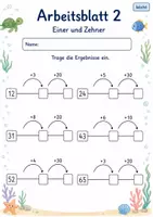 Vorschau - Arbeitsblätter - Plusaufgaben am Rechenstrich bis 100 | Mathematik Klasse 2 | 7 Arbeitsblätter als PDF - Seite 2