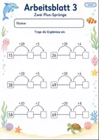 Vorschau - Arbeitsblätter - Plusaufgaben am Rechenstrich bis 100 | Mathematik Klasse 2 | 7 Arbeitsblätter als PDF - Seite 3
