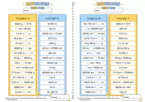 Vorschau - Arbeitsblätter - Größen und Einheiten umrechnen Sekundarstufe I (Erweitertes Niveau ***) | Mathematik Ping-Pong-Arbeitsbögen - Seite 2