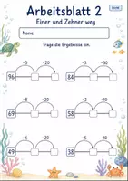Vorschau - Arbeitsblätter - Minusaufgaben am Rechenstrich bis 100 | Mathematik Klasse 2 | 7 Arbeitsblätter als PDF - Seite 2