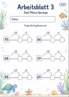 Vorschau - Arbeitsblätter - Minusaufgaben am Rechenstrich bis 100 | Mathematik Klasse 2 | 7 Arbeitsblätter als PDF - Seite 3