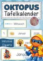 Vorschau - Anderer Materialtyp - Oktopusklasse Tafelkalender Klassentier Oktopus - Deckblatt