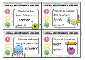 Vorschau - Arbeitsblätter - Reflexionskarten zum Schuljahresende (bis Kl. 6) - Seite 1