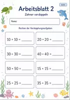 Vorschau - Arbeitsblätter - Verdoppeln bis 100 | Mathematik Klasse 2 | 7 Arbeitsblätter als PDF - Seite 2