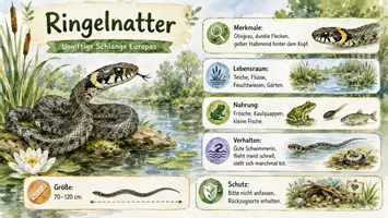 Vorschau - Arbeitsblätter - Arbeitsblatt "Ringelnatter" + Onlineübung & MP3 + Infografik - Seite 1