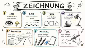 Vorschau - Arbeitsblätter - Arbeitsblätter zum Thema "Zeichnung" + Lösung & MP3 + Mindmap + Infografik - Seite 1