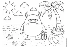 Vorschau - Mal- und Bastelvorlagen - 6 Ausmalbilder: Das Wutmonster macht Urlaub / Wutregulation / Soziales Lernen // kostenlos - Seite 3