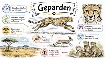 Vorschau - Arbeitsblätter - Arbeitsblatt zum Thema "Gepard" + Onlineübung & MP3 + Mindmap + Infografik - Seite 1