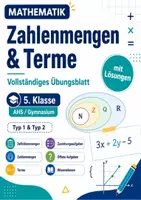 Vorschau - Arbeitsblätter - Zahlenmengen und Terme Bundle Mathematik 5 Klasse AHS Gymnasium Arbeitsblätter Quiz Lösungen Test und Schularbeitsvorbereitung - Deckblatt