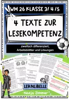 Vorschau - Arbeitsblätter - Fußball WM 26: 4 Texte zweifach differenzierzt zur Förderung der Lesekompetenz - Klasse 3, 4, 5 - Deckblatt
