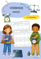 Vorschau - Arbeitsblätter - Verbinden | Masse | Gewicht | Einheiten | Arbeitsblatt | mg, g, kg, t - Deckblatt