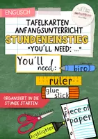 Vorschau - Fördermaterial/Inklusion - Anfangsunterricht Englisch | Taflekarten school things | Organisation Stundenstart - Deckblatt