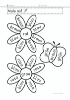 Vorschau - Arbeitsblätter - Lesen & Malen: Farben, Blumen und Schmetterlinge, Basisschreibung - Seite 2